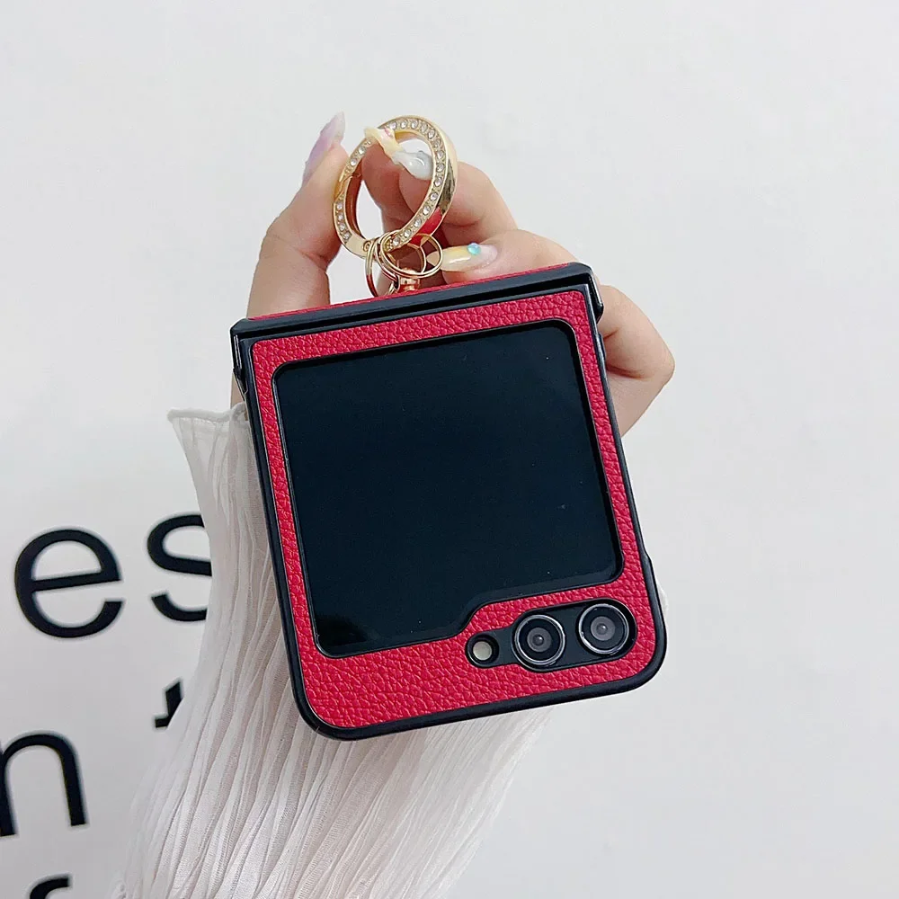 Роскошный кожаный чехол для телефона с текстурой личи Samsung Galaxy Z Flip 6 5 4 3 ZFlip6 Zflip