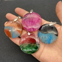 2022 cute natural stone colored onyx round small pendant 37mm diy for men and women jewelry making earrings necklace accessories