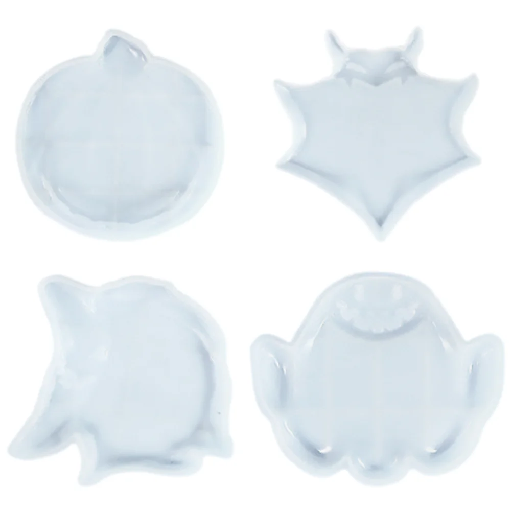 

4 Pcs Halloween Crafts Coaster Making Mold Epoxy Crafts Silica Gel Cup Silicone