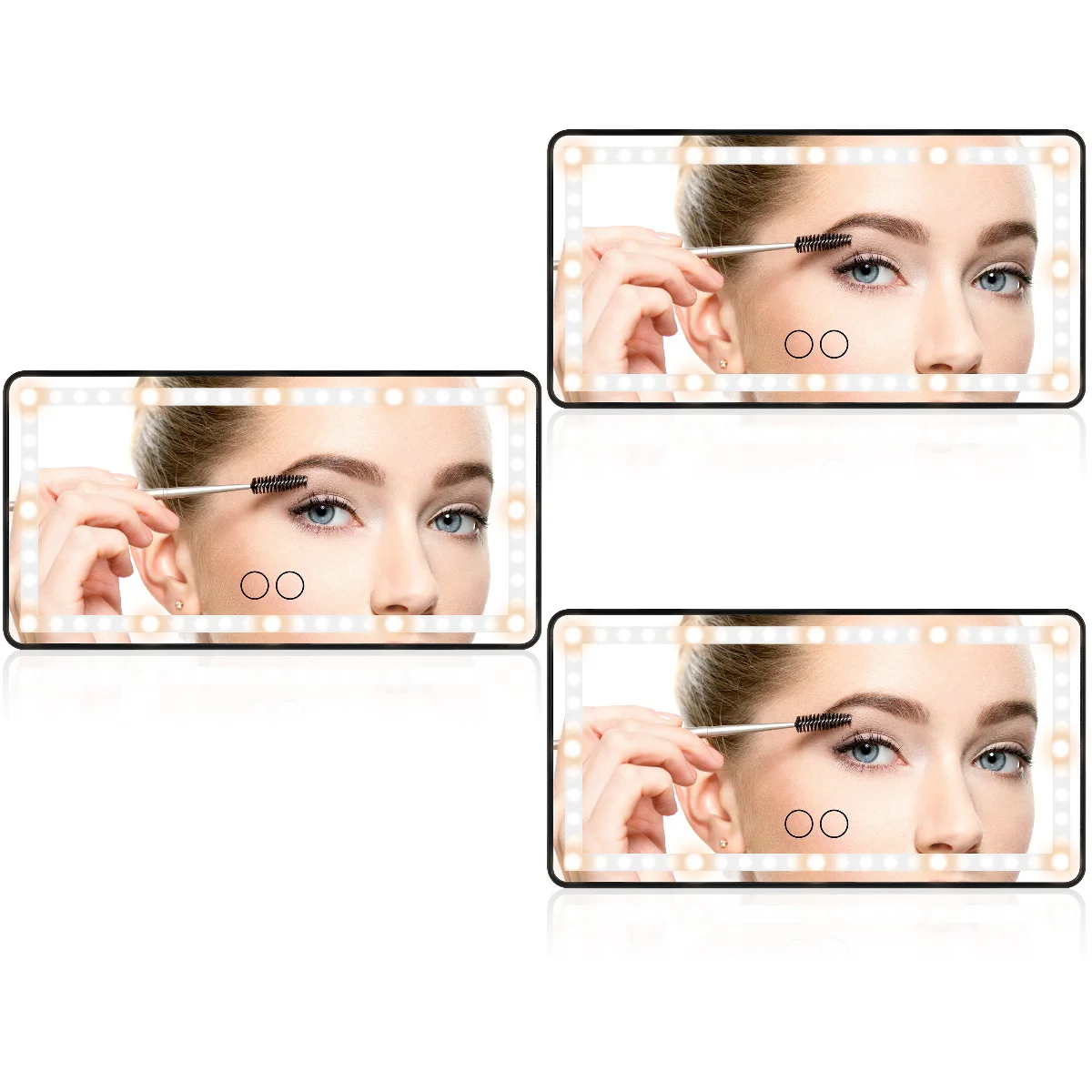 

3pcs Led Light Barsss Car Sun Visor Vanity Mirror 60 LEDs Rechargeable Makeup Mirror with 3 Light Modes for Auto