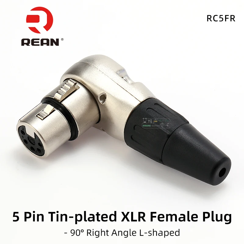 

NEUTRIK's REAN XLR Plug 5 Pin Male / Female Connector 90° Right Angle L Shaped Microphone Line Audio XLR Weld Plug YS186 YS187