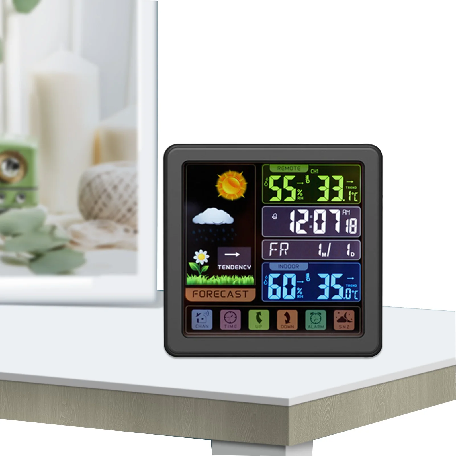 

Wireless Weather Clock Indoor Outdoor Weather Station Color Display Forecast Station With Backlight Weather Forecast Temperature