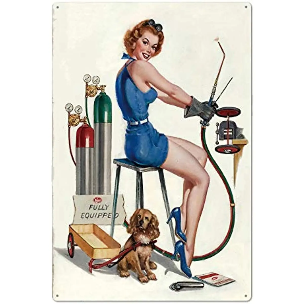

Винтажные оловянные металлические знаки, привлекательный женский Электрический сварочный аппарат, железная жесть, настенное украшение, ретро ностальгические настенные плакаты для домашнего декора
