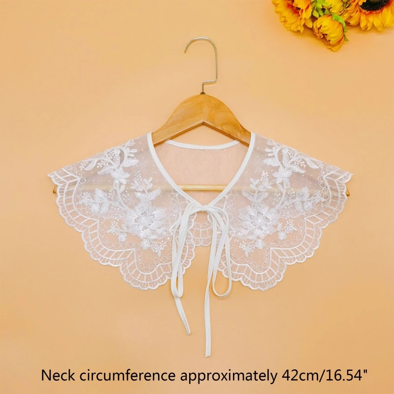 Кружевная вышивка цветы шаль искусственный воротник женская рубашка ложные