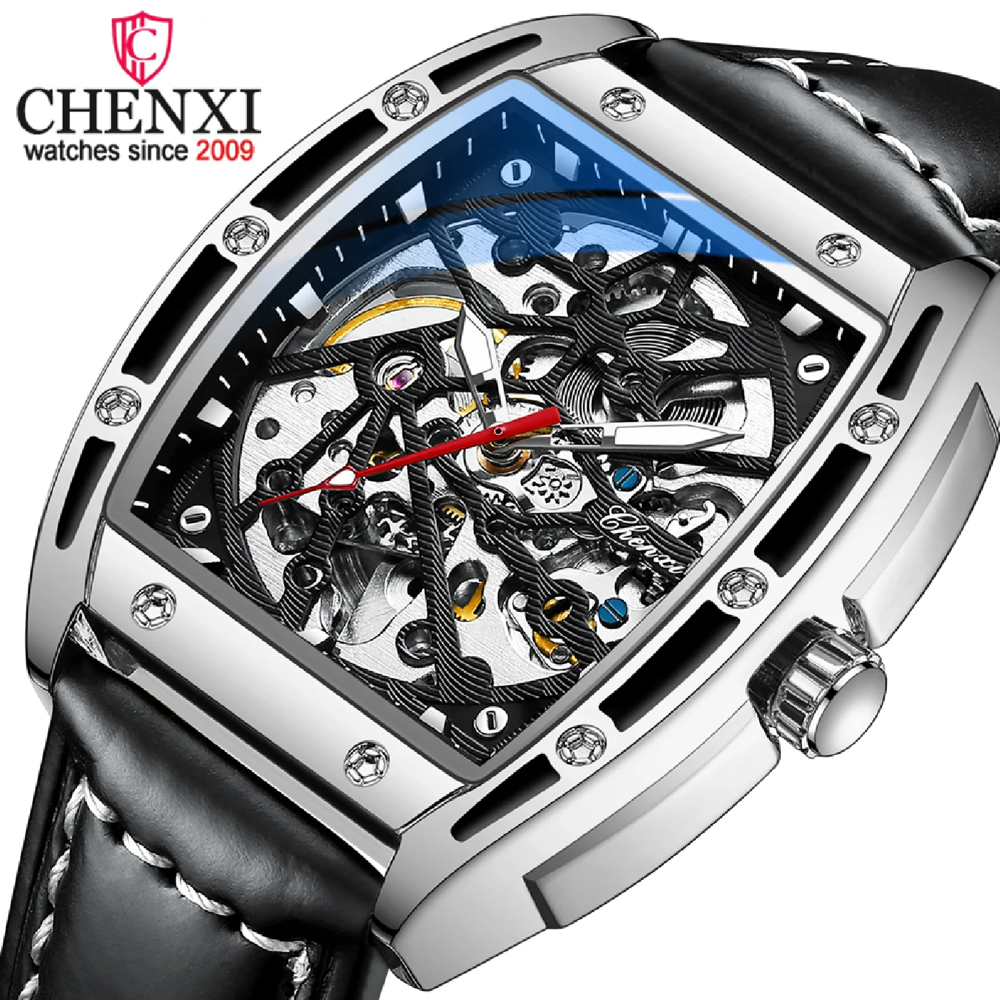 

CHENXI Top Brand Luxury Men Automatic Watches Business Clock Leather Waterproof Luminous Mechanical Tourbillon Wristwatches