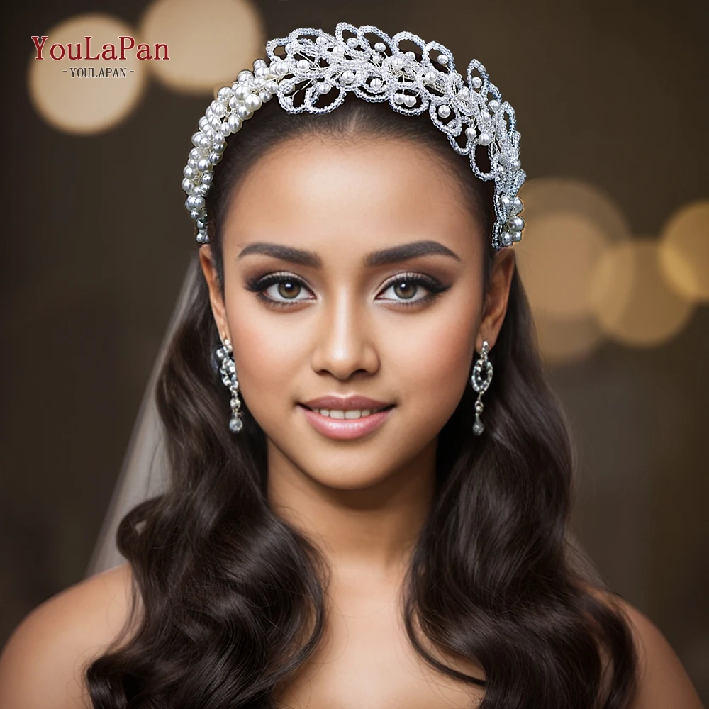 Элегантная повязка на голову YouLaPan с жемчугом для невесты свадебные аксессуары