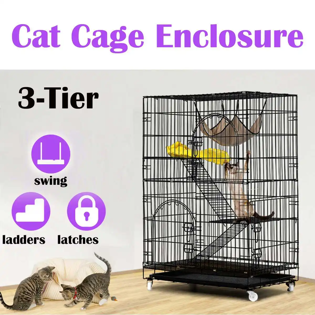 

3-уровневая клетка для кошек, манеж, клетка для конуры, ящик для Шиншилла, крысы, корпус, лестница, гамак