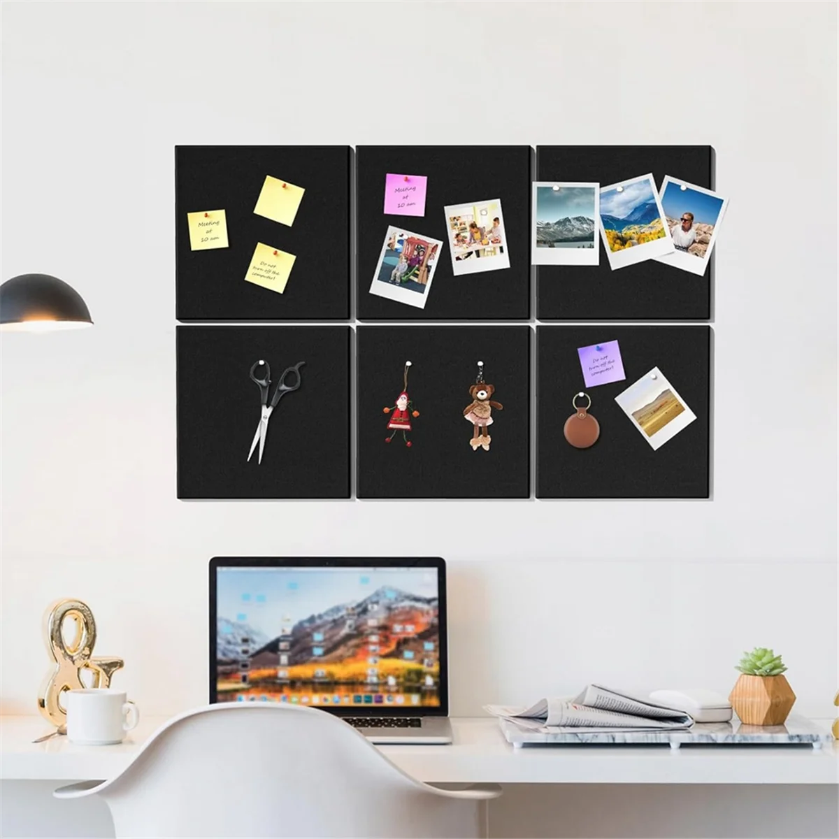 Пробковая доска 6 шт. в упаковке фетровая настенная плитка с 50 контактами черные