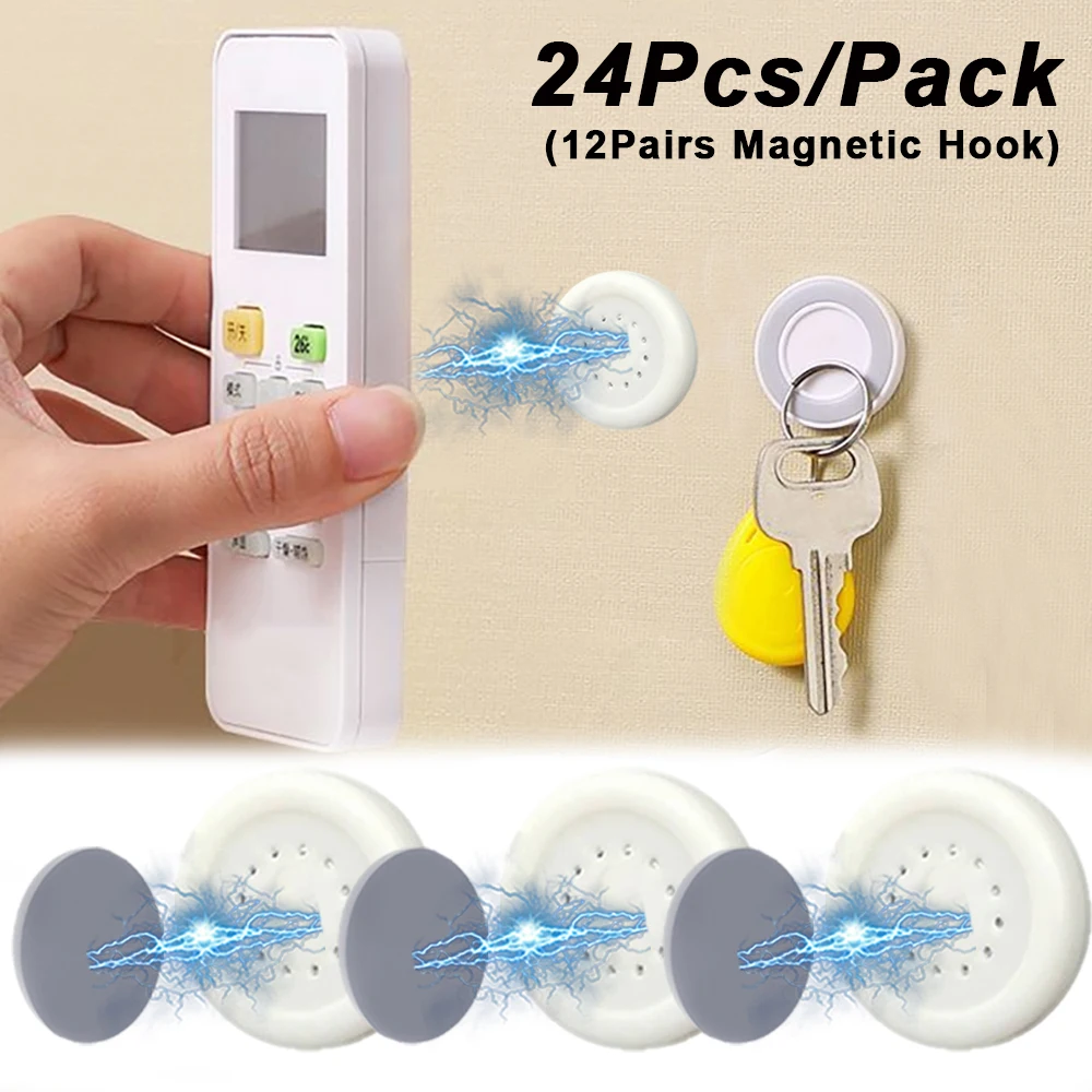 

1/12Sets Strong Magnetic Hooks Wall Mount Magnet Holder Hook For Fridge Sticker Key Remote Control Cabinet Home Organizer Hook