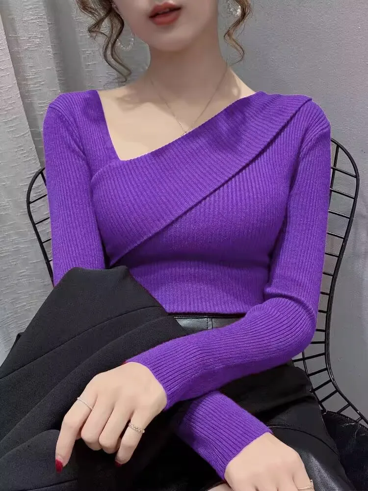 Корейская версия асимметричная блузка женская футболка осень-зима с длинным