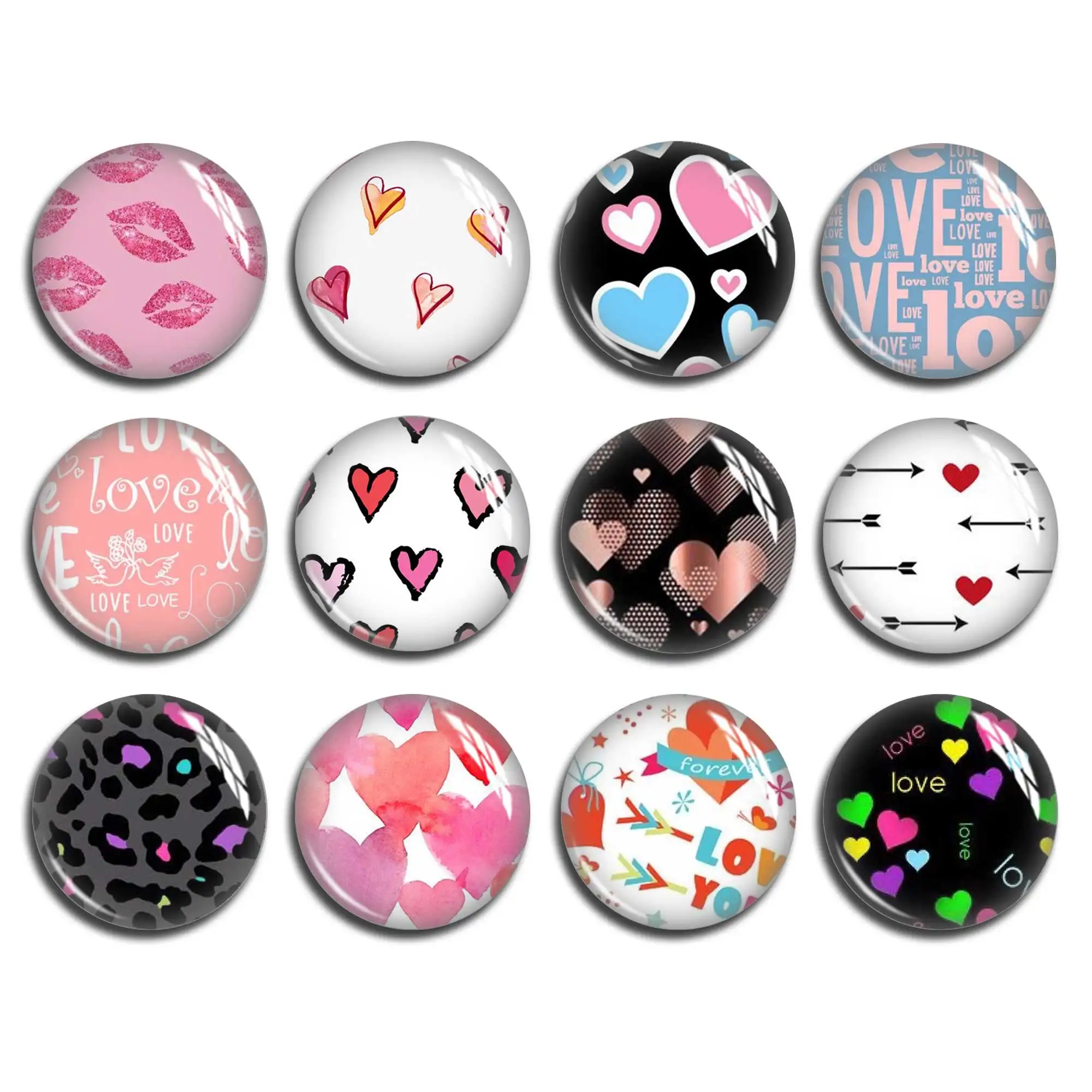 

Valentine's Day Cabochon, Love heart image Glass dome,12mm 16mm 20mm 25mm 30mm 40mm Picture Beads - FJ2416