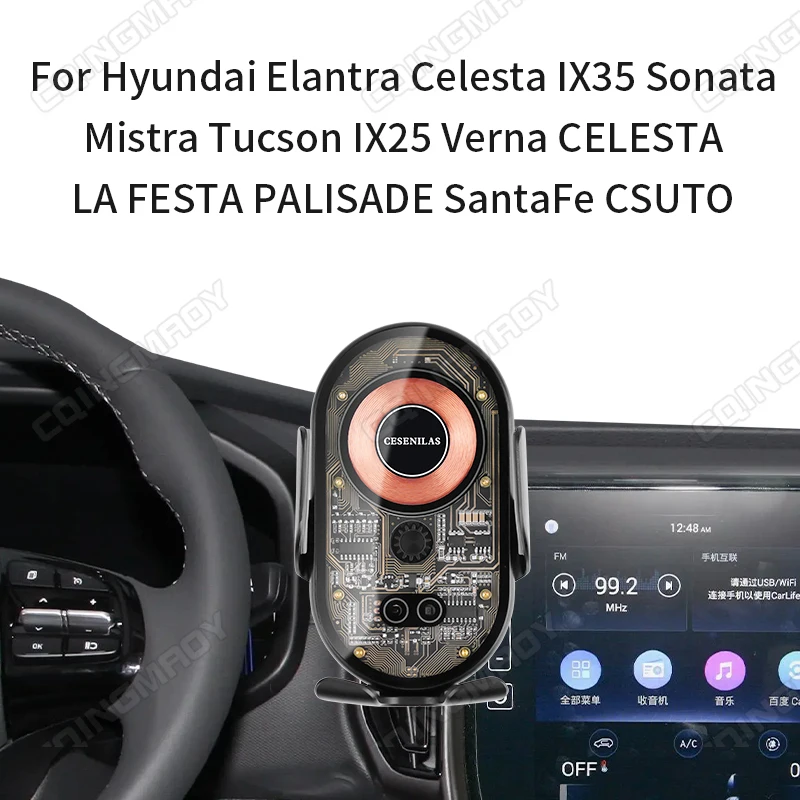 

Mechanical transparent mobile phone holder For Hyundai Elantra Celesta IX35 Sonata Mistra Tucson IX25 Wireless charging bracket