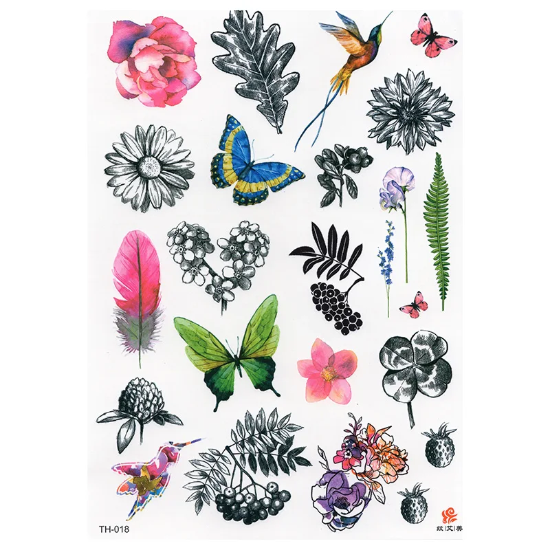 

Sdotter New Design Colorful Flowers Fake Tattoo Waterproof Temporary Fresh Tatoo Stickers for Women Men Body Art Tattoos