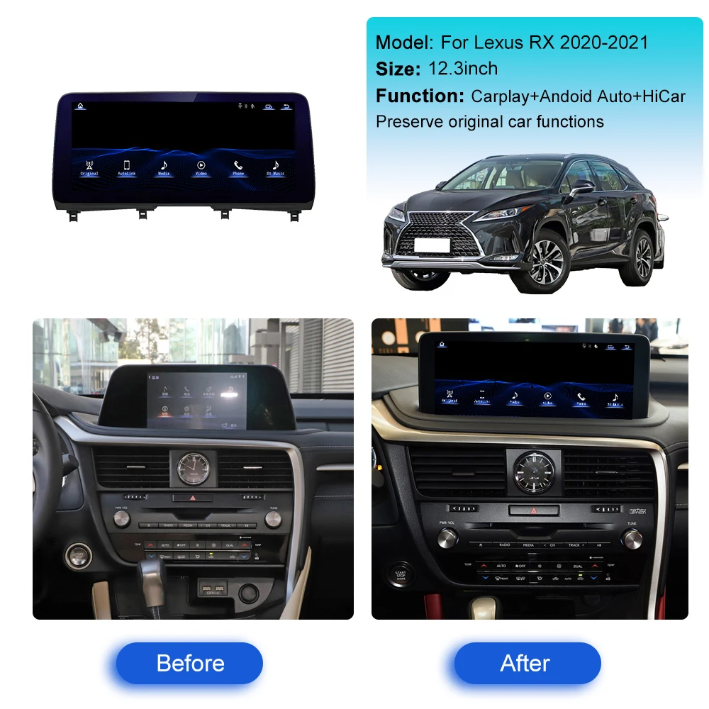 12 3 ''LIUNX для Lexus RX 2020 2021 автомобильный экран навигация Apple Carplay Автомагнитола TV