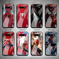 bandai marvel superhero spiderman phone case tempered glass for samsung s20 plus s7 s8 s9 s10 note 8 9 10 plus