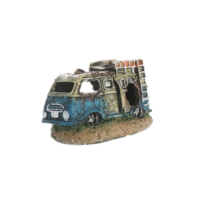 Аквариумные украшения скрытый сломанный автомобильный номер с пещерной шиной