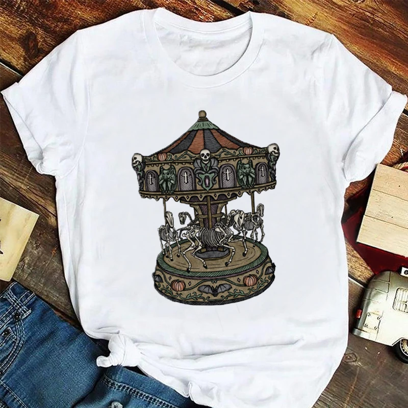 Retro New Cute Christmas T-shirt Female 90s Fashion Casual Christmas Harajuku Short-sleeved T-shirt White Round Neck T-shirt Top