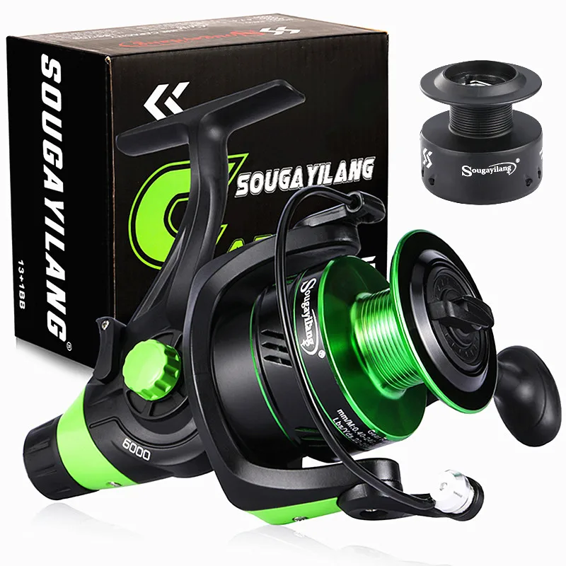 Sougayilang Fishing Reel Spinning 13+1BB Carp with Metal Spool Max Drag 33LB Pesca for Saltwater Gift Line | Спорт и развлечения