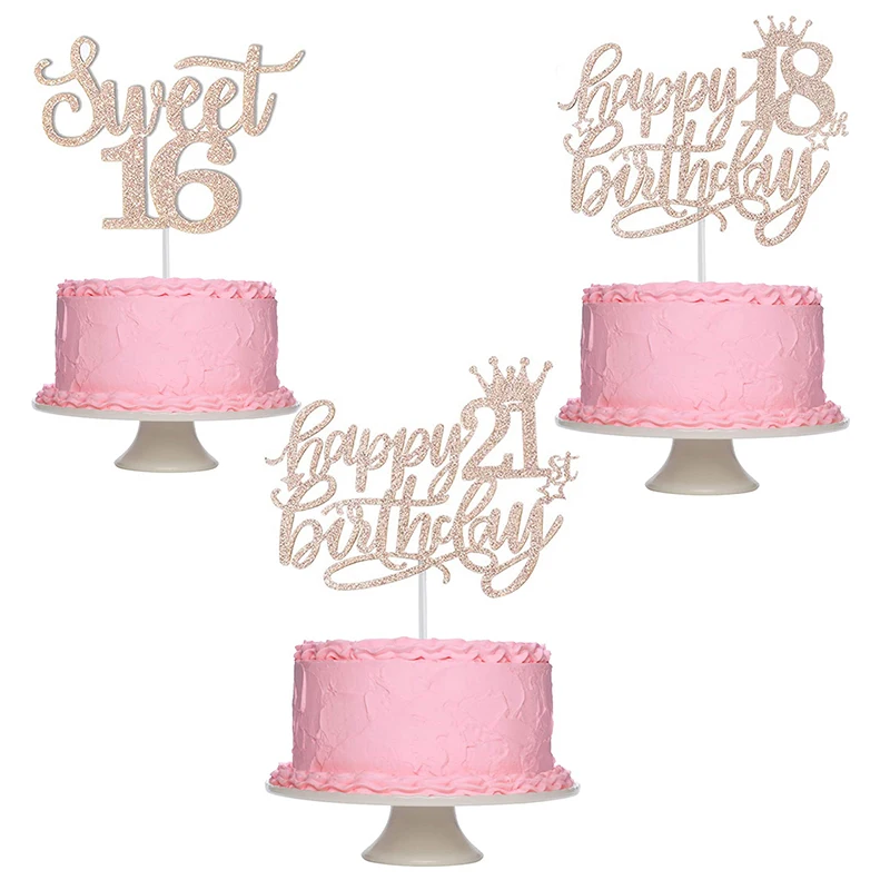 

New Arrivals Rose Gold Happy Birthday Cake Topper 13th 16th 18th 21th 30th 40th 50th Age Adult Gifts Party Cake Decor Decorating