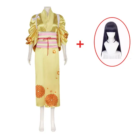 Новый костюм для косплея аниме Kikunojo, кимоно Кику желтого цвета, нарядное платье, парик, женская униформа на Хэллоуин