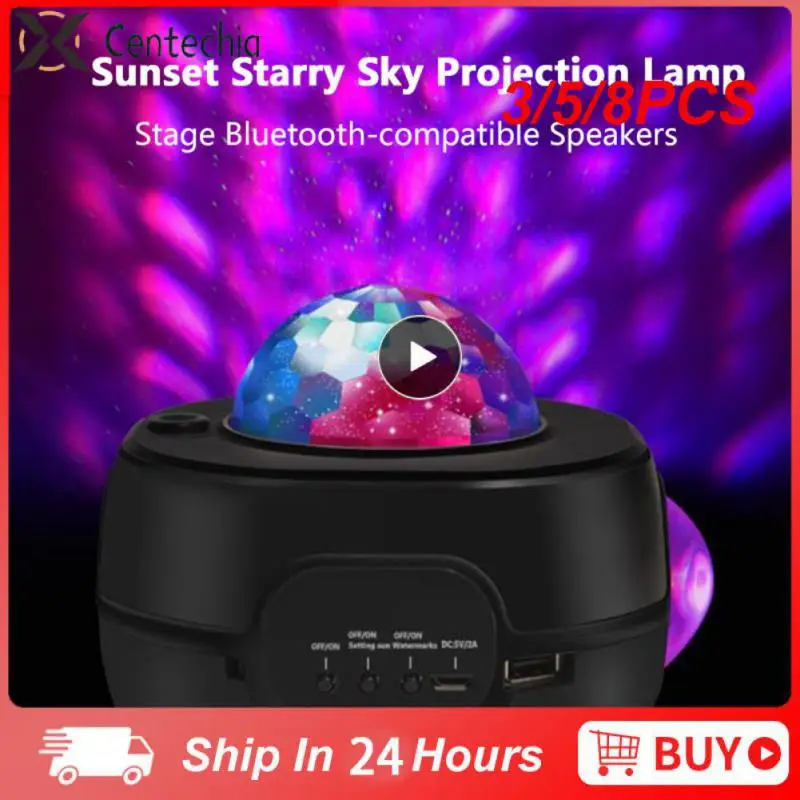 

3/5/8PCS Music Speaker Projector Dimmable Decoration Lamp Starry Sky Night Light 7 Light Effects Dc 5v/1a
