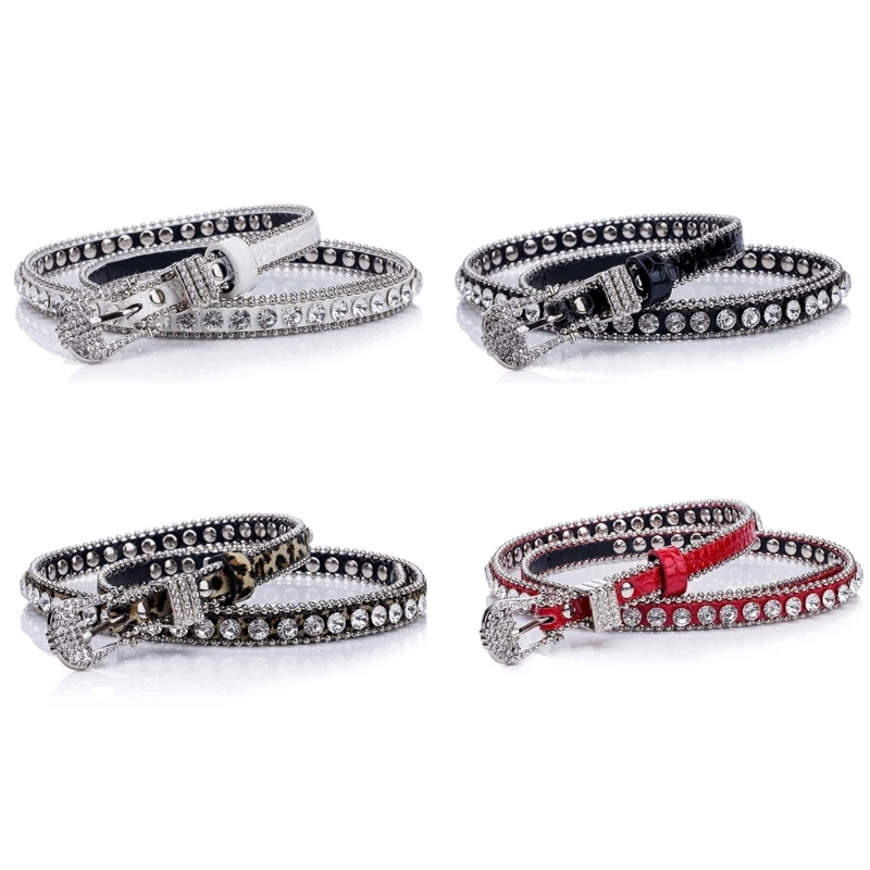

Fashion Belt for Women Cowgirls Waist Belt Rhinestones PU Belt