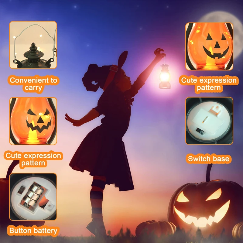 Светодиодный лампа в виде тыквы на Хэллоуин призрака масляная светильник тыква