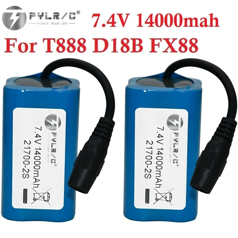 

1/2/3PCS 7.4V 14000mah Battery For D18B FX88 Fishing Baits Boat T188 T888 2011-5 V007 C18 H18 Spare Parts Li-ion Battery 7.4V