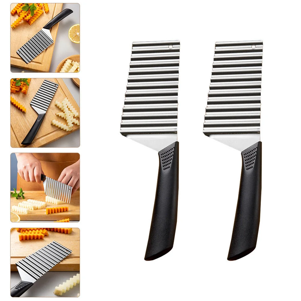 

French Fry Potato Slicing Tool Wave Chopper Kitchen Stainless Crinkle Supply Veggie Slicer