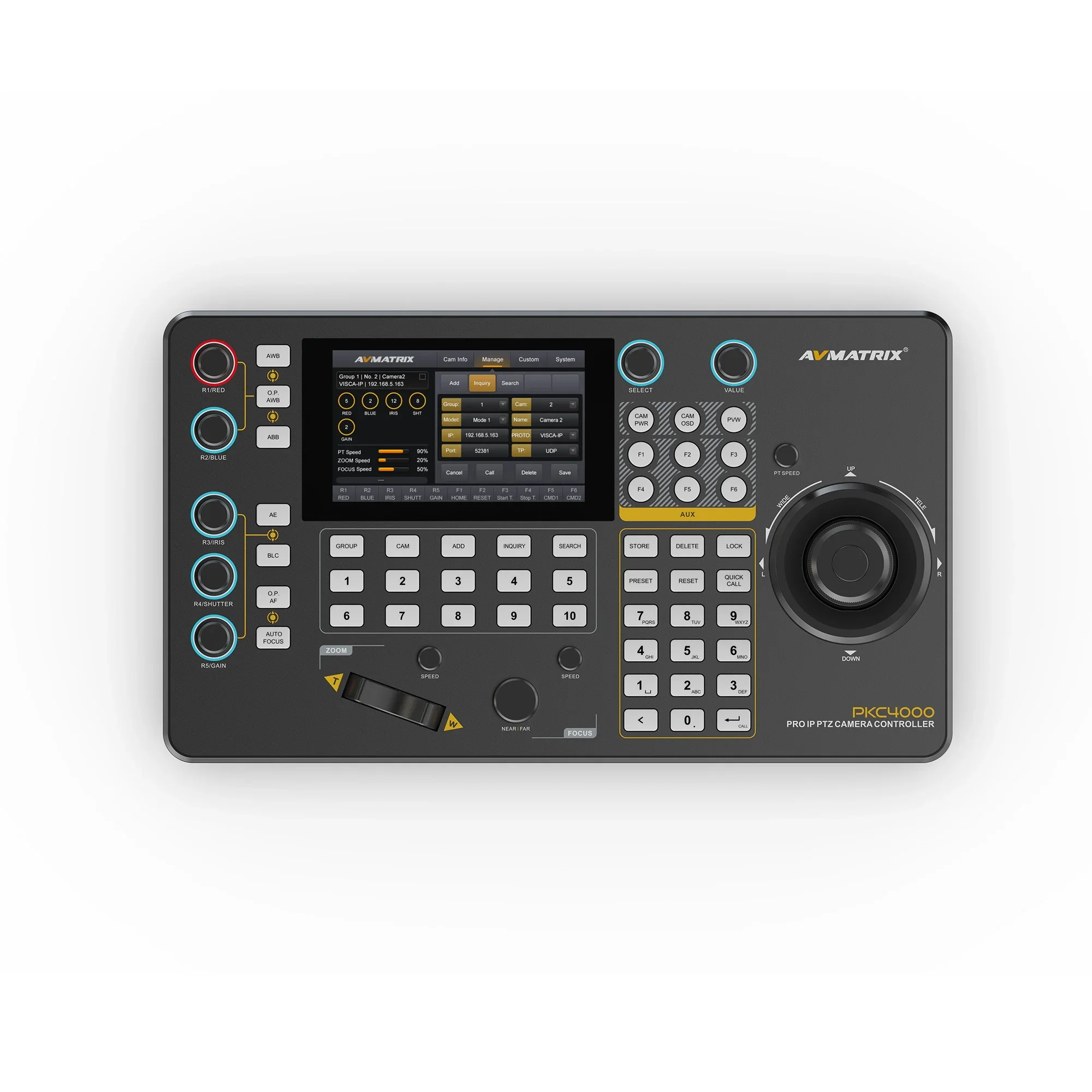 Клавиатура управления PTZ-камерой Avmatrix PKC4000 с 5-дюймовым экраном и 4D-джойстиком