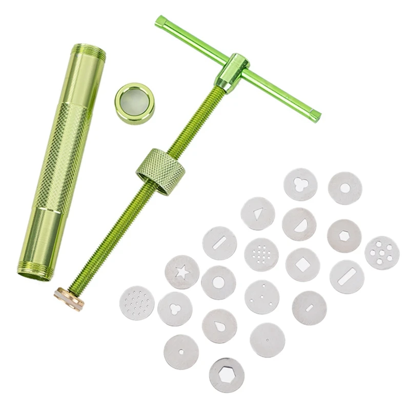 

Hot SV-Perfect Clay Cake Sculpture Tool With 20 Tips Clay Craft Sugar Paste Extruder Fondant Cake Sculpture Polymer Tool