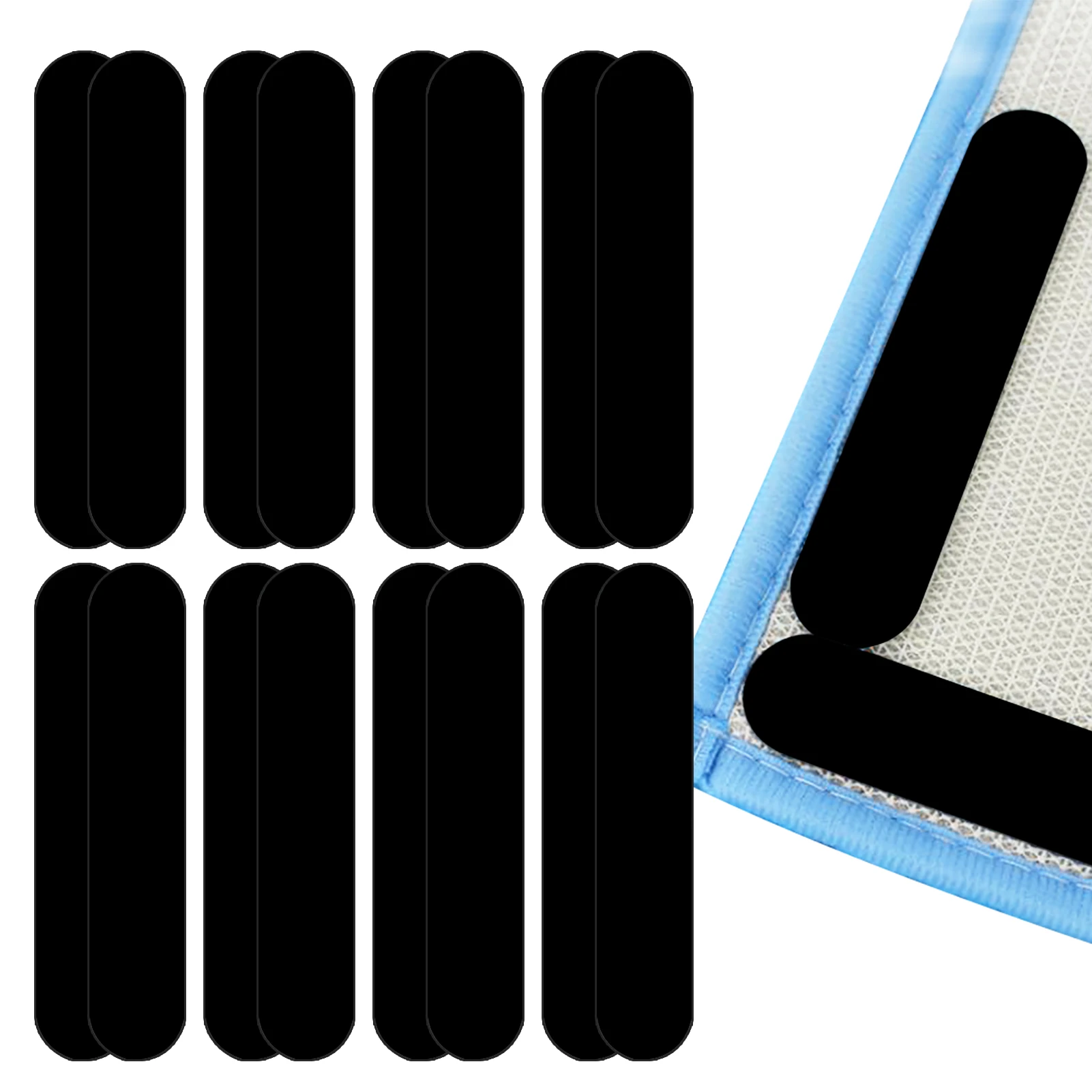 

16pcs Home Sticker Black Tape Anti-slip Rug Gripper Fixed Carpet Patch Anti Curling Washable Reusable Multipurpose Wooden Floor