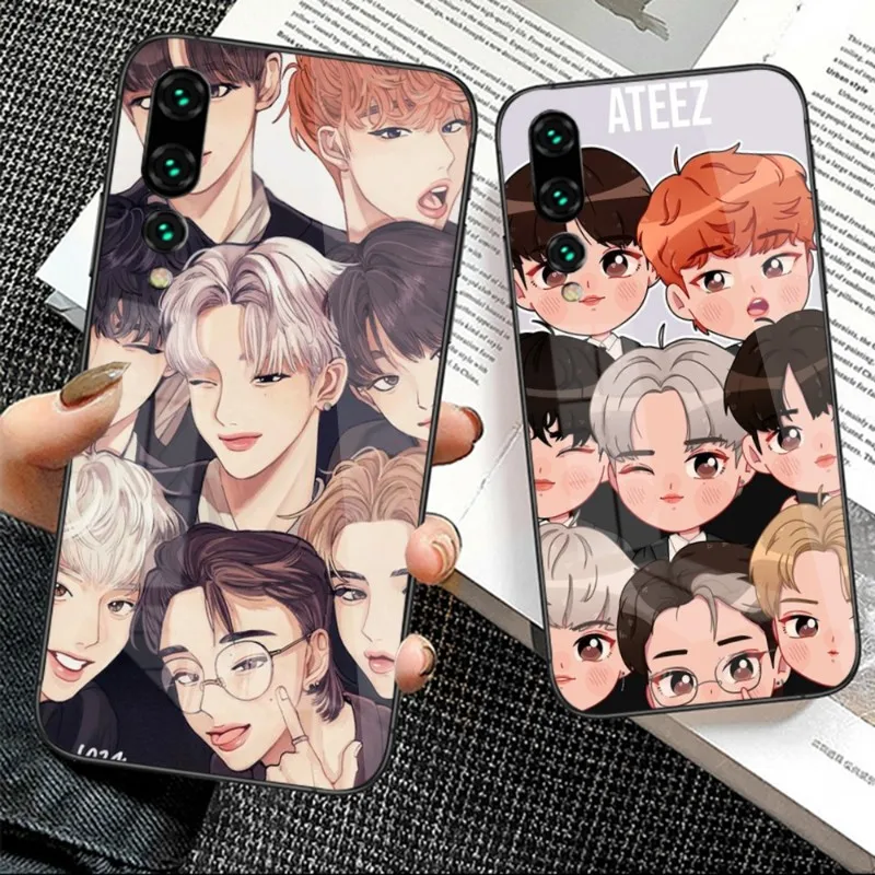 

Милый чехол для телефона ATEEZ манга для Huawei P50 P40 P30 P20 Pro Mate 40 30 20 Pro Nova 9 8 7 PC стеклянный чехол Funda Shell