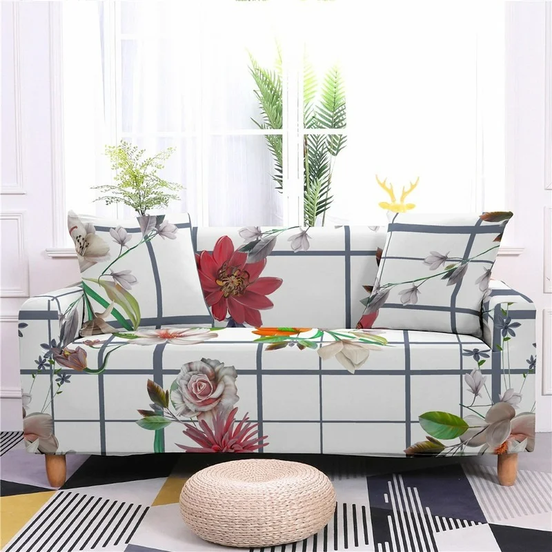 

Rustic Flower Print Sofa Cover Simple Simple Style Elastic Armchair Sectional Sofa Protector Room Decor Housses De Canapé