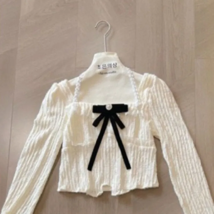 Женский комплект из двух предметов топ с квадратным вырезом и длинным рукавом