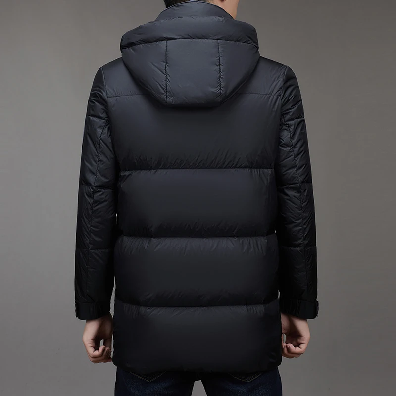Роскошный мужской длинный Зимний пуховик светильник Модное теплое пальто 2024 на