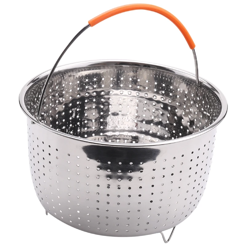 

LICG Stainless Steel Steaming Basket Scalding-Proof Steaming Cage Multi-Functional Fruit Cleaning Basket