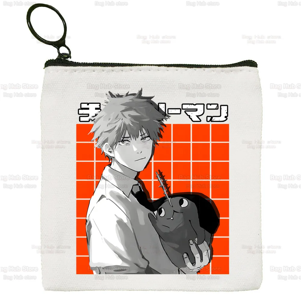 Chainsawman Kawaii Pochita Denji Canvas Coin Purse Coin Chainsaw Man Anime Purse Bag Small Wallet Zipper Key Bag Hand Gift