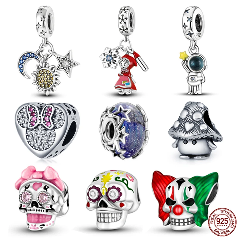 

Браслет pandora из серебра 925 пробы, со звездой, Луной и снежинкой