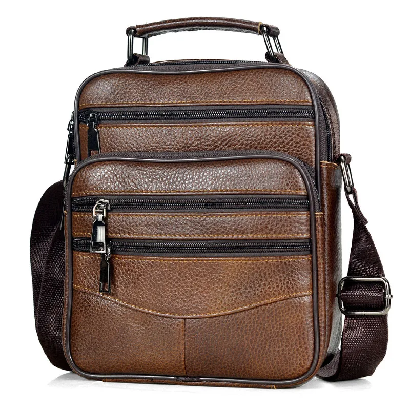 

Brown Fashion Men Messenger Bags Genuine Leather Handbags for Man Luxury Brand Male Crossbody Bag for Mini Pad Boy Shoulder Bag