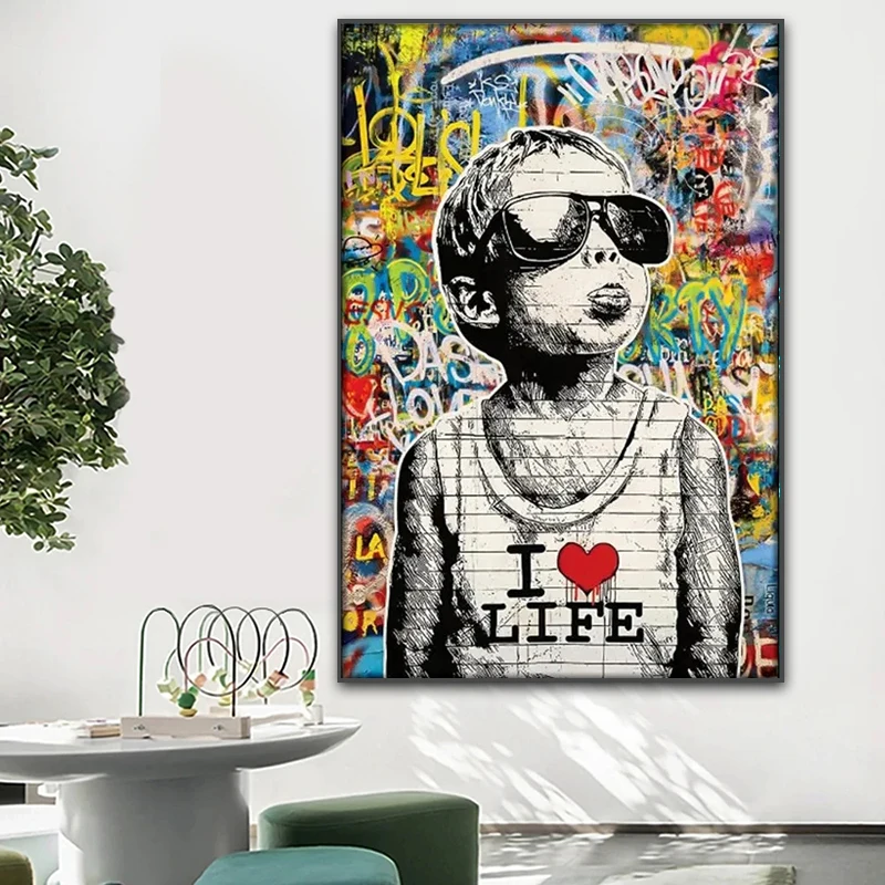 Печать на холсте &quotУличный стиль граффити маленький мальчик&quot