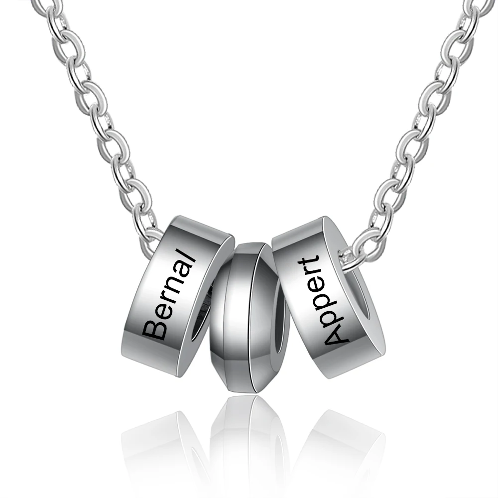

Cmoffer Stainless Steel Personalized Name Engraved Bead Pendants Customized Necklaces for Men Gift for Husband