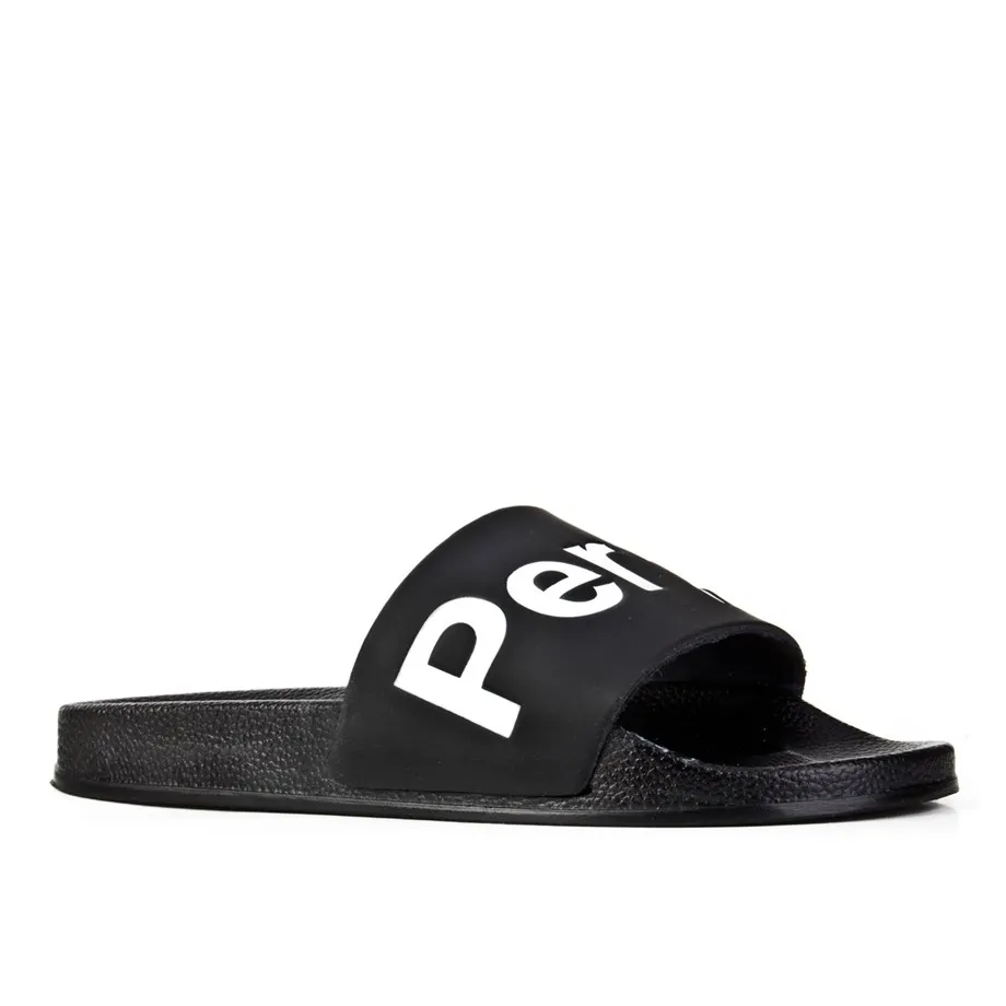 

Black women slippers with font motif