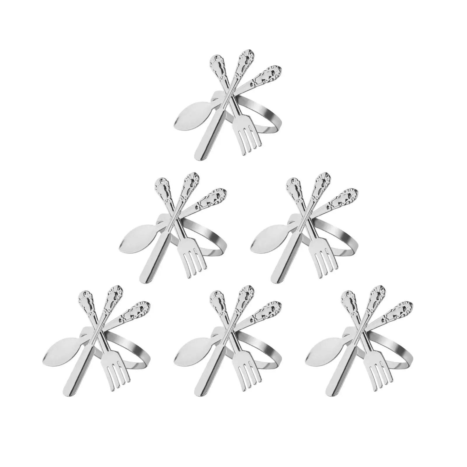 

6Pcs Napkin Rings Fork Knife Spoon Shape Napkin Holder for Valentine's Day
