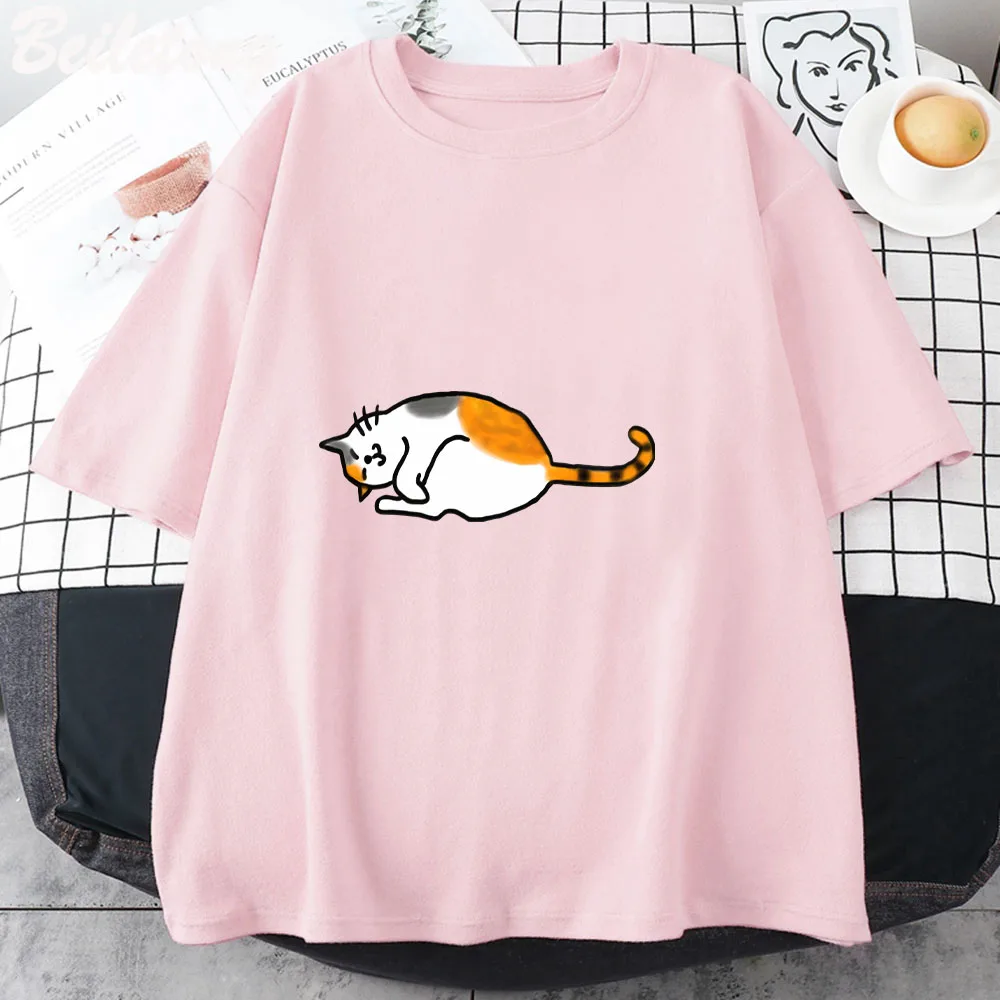 

Anime Calico Cat Printed Male Tee Harujuku Clothing Women Korean Wave Cool Couple Highstreet T-shirt Vintage Girls 100% Cotton