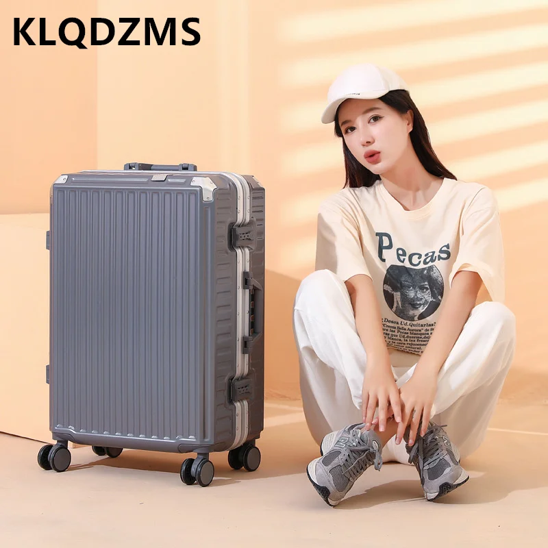 KLQDZMS Trolley Luggage Women's Large-capacity Good Storage Luggage Strong And Durable Aluminum Frame Travel Boarding Suitcase