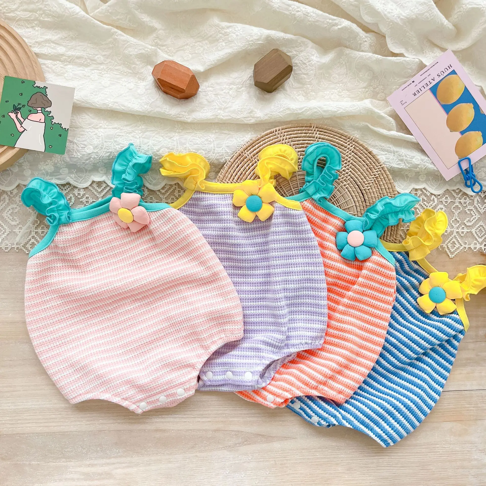 Baby Girl Romper Newborn Infant Toddler cotton 2023 new 3D flowers Spring Summer baby Jumpsuit cute Bodysuit