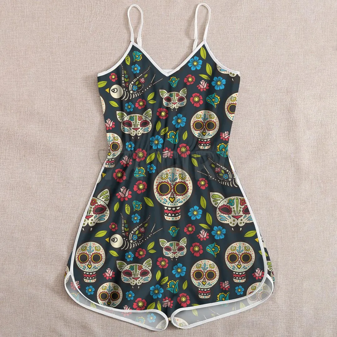 YX GIRL Skull Pattern Rompers 3D All Over Printed Rompers Summer Women's Bohemia Clothes