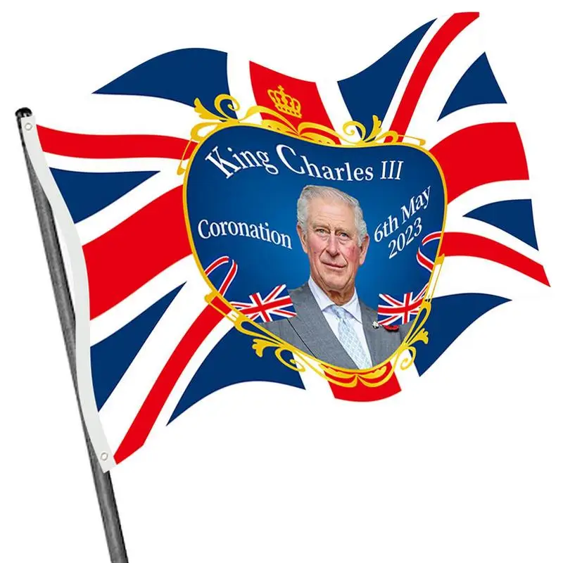 

King Charles III Bunting Our New King Union Jack Flag British Decorations Durable Flag Decoration 3x5 FT Coronation Flags King