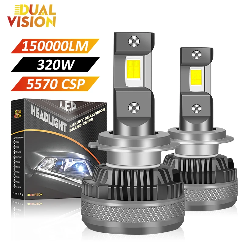 

320W H7 LED Headlights Canbus 150000LM H1 H4 H11 9012 HIR2 H8 H9 9005 9006 HB3 HB4 5570 CSP LED Auto Led Lamp Fog Light 6000K